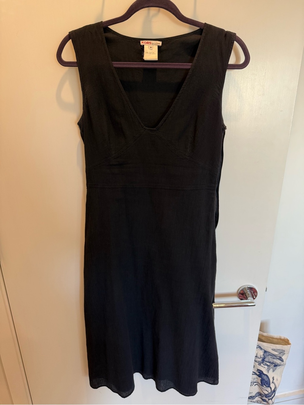 KORS Michael Kors Black V-Neck Sleeveless Midi Dress